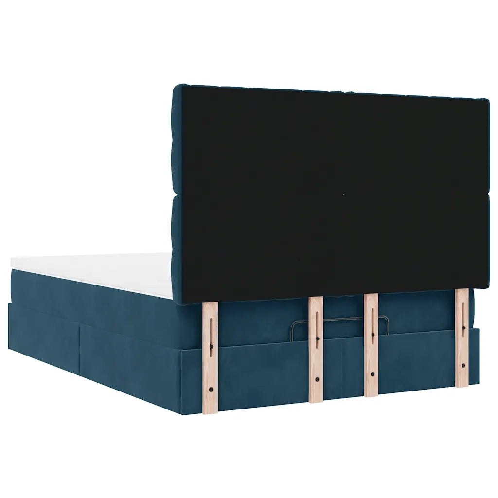 Struttura Letto Pouf con Materassi Blu 140x200cm in Velluto 3313551