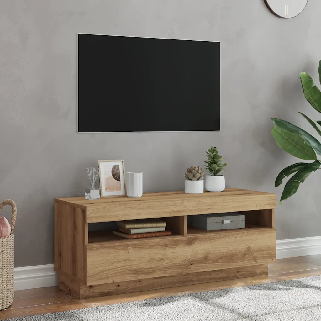 Mobile TV con Luci LED Artigianale 100x35x40 cm Truciolato 856356