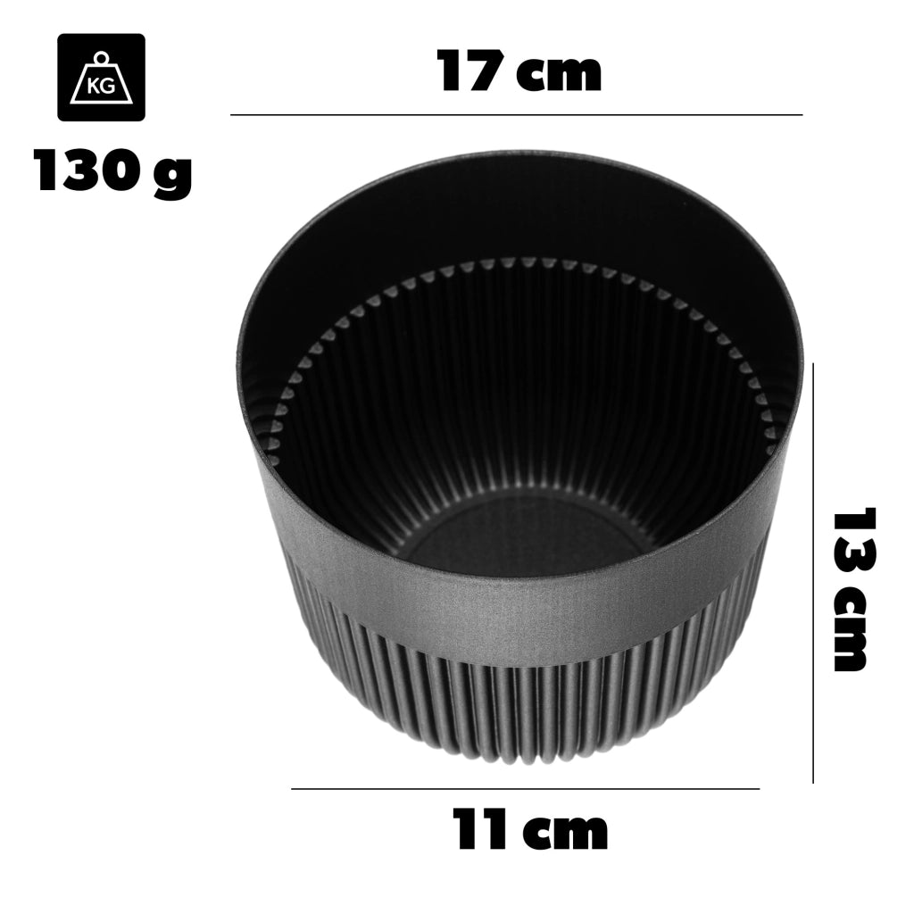 Vaso da fiori KADAX, coprivaso, 17 cm, plastica, rotondo, a coste, grafite