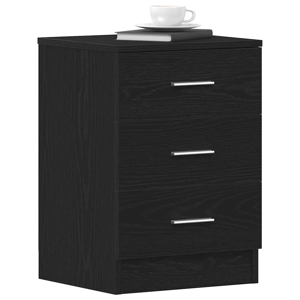 Comodino Rovere Nero 38x35x55 cm in Legno Multistrato 862428