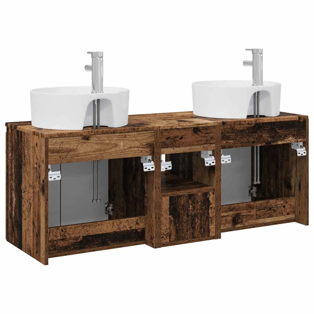Set di Armadi da Bagno 3 pz Legno antico 49,5 x 44,5 x 65 cm 3405685