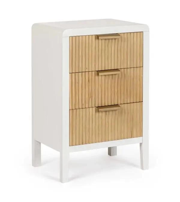 Cassettiera con 3 cassetti Charley bianco - naturale 40X30X62H