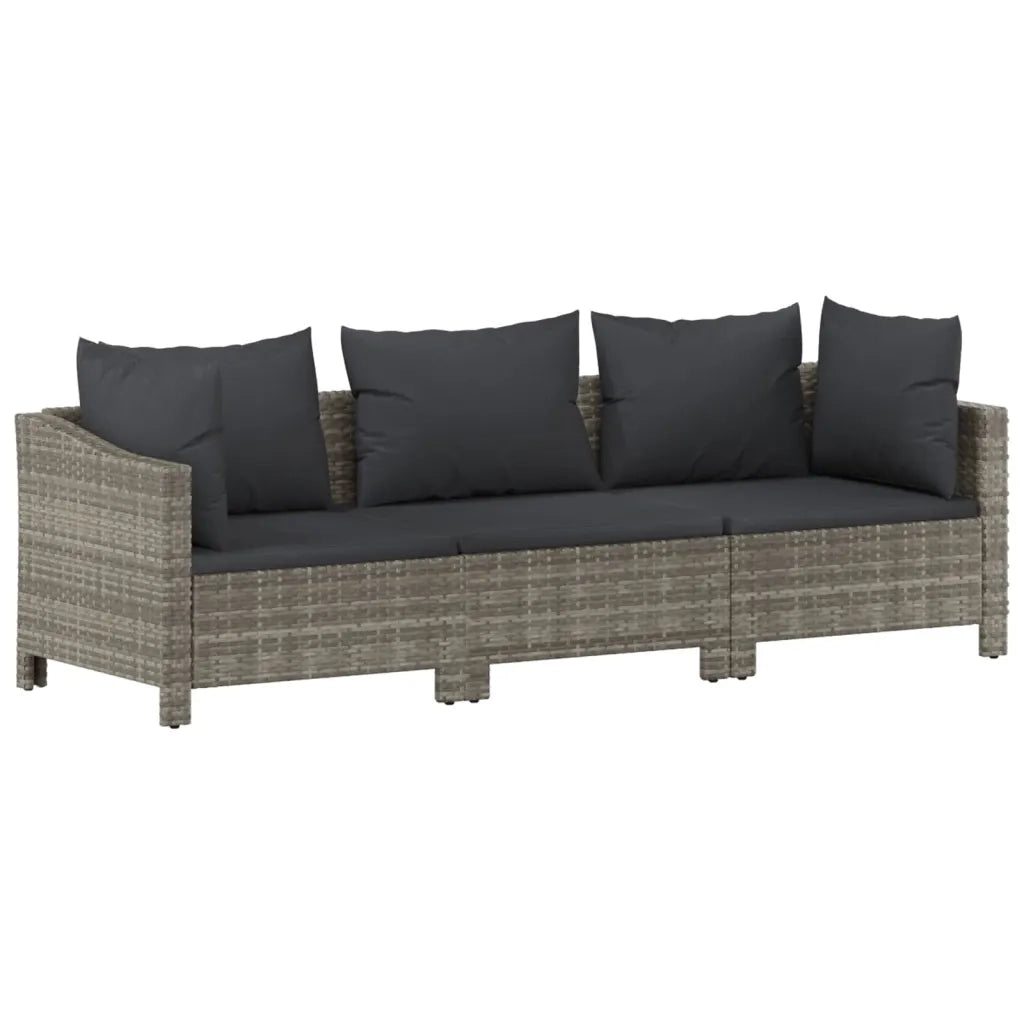 Set Divani da Giardino 3 pz | Set Salotto da Giardino con Cuscini in Polyrattan Grigio