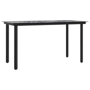 Tavolo Pranzo Giardino | Tavolino da esterno Nero200x100x74 Acciaio e Vetro Temperato