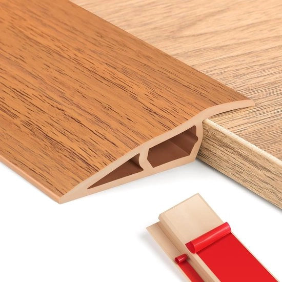 Profilo di transizione in PVC autofissante per compensazione di altezza, ideale per pavimenti in parquet e gradini in lamina (Rilievo giallo legno, 5~10mm(H), 1m(L))