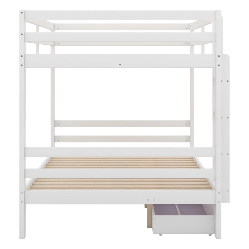 LETTO a castello 140x200 cm in pino e MDF bianco con materasso incluso