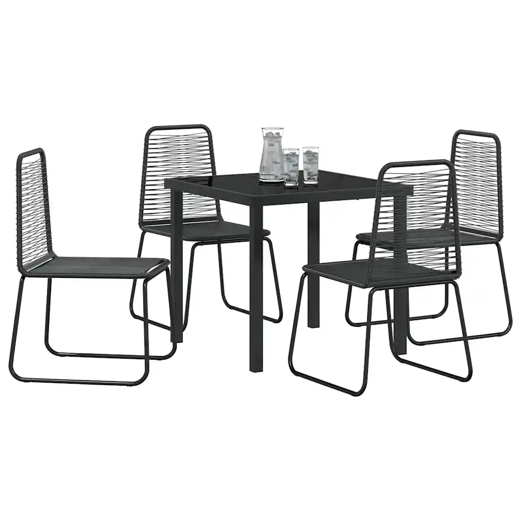 Set da Pranzo per Giardino 5 pcs Nero