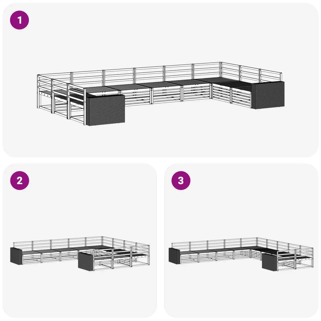 Set divani 10 pz Legno di Acacia Massello 3383907