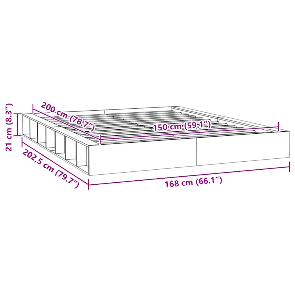 Giroletto-Struttura Letto 150x200 cm King in Legno Massello 450733