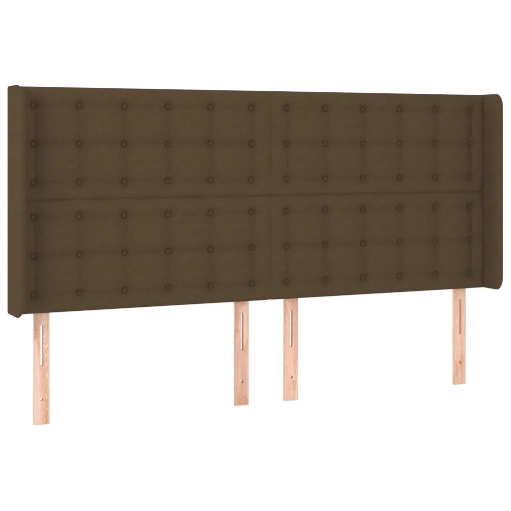 Testiera a LED-Testata con LED Marrone Scuro 203x16x118/128 cm in Tessuto 386910