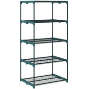 PORTAPIANTE A 5 LIVELLI APERTI IN ACCIAIO E PLASTICA, 67X49X138 CM, VERDE SCURO