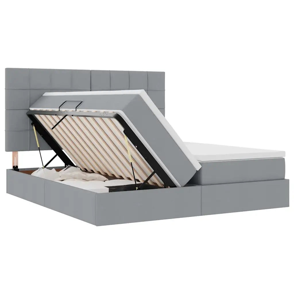 Letto con Contenitore con materasso Grigio chiaro 180 x 200 cm