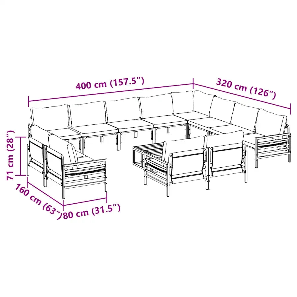 vidaXL Set Divano da Giardino 13 pcs Antracite Acciaio
