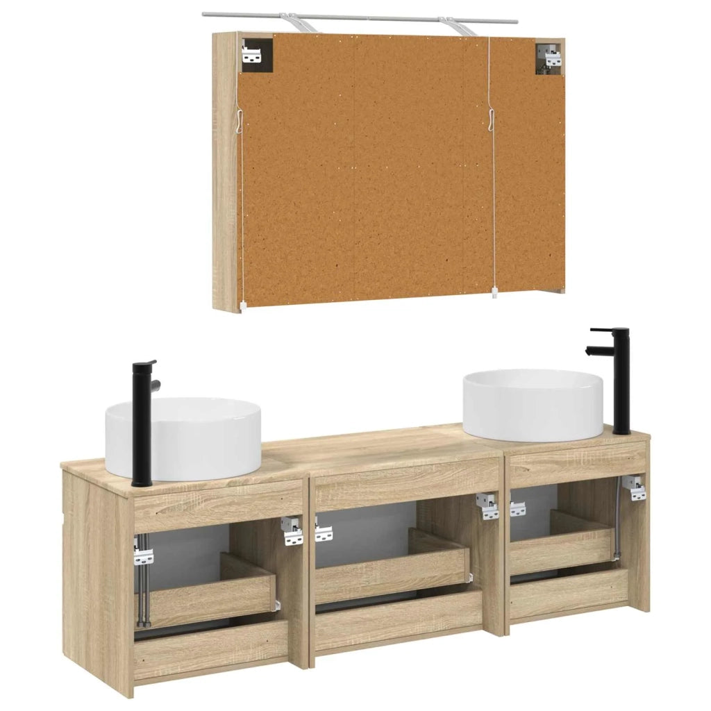 Set di Armadi da Bagno 4 pcs Rovere Sonoma 100 x 14,5 x 70 cm 3406657
