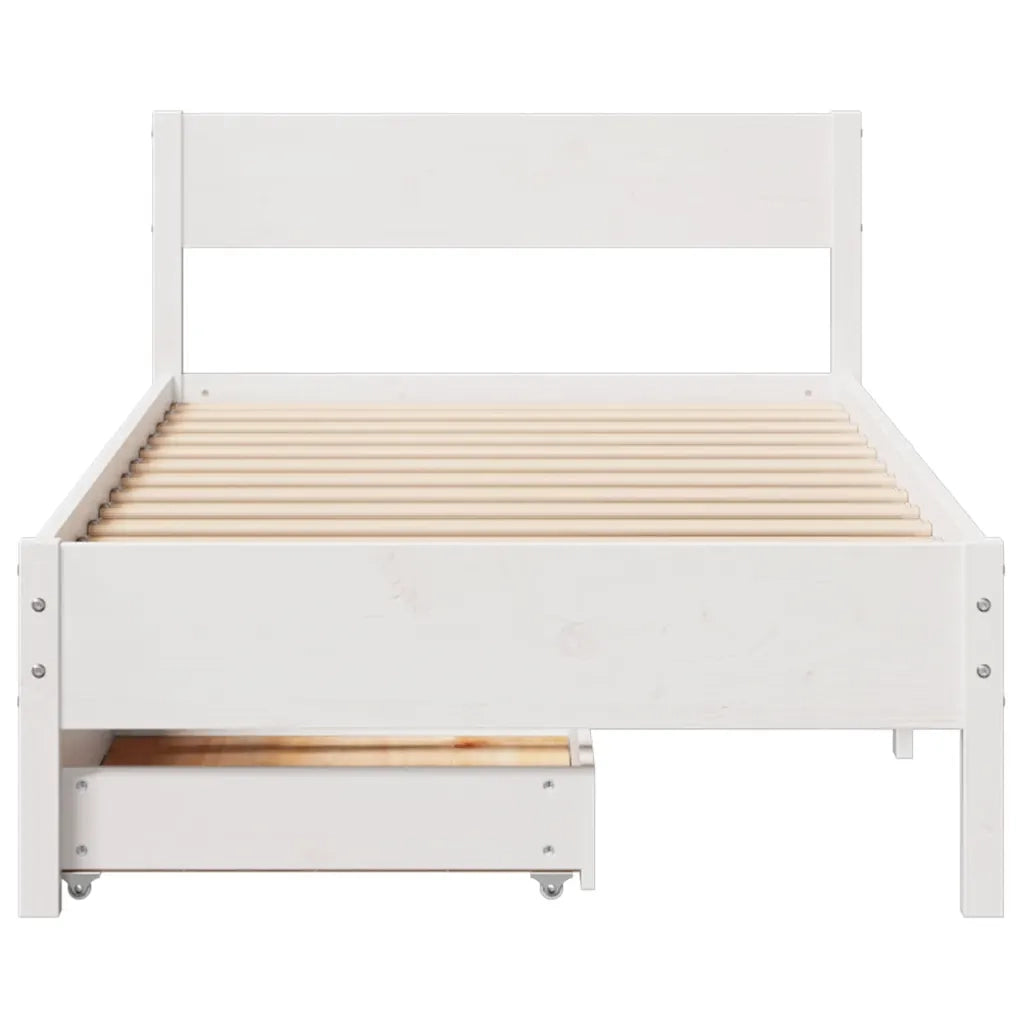 Letto senza Materasso Bianco 90x200 cm Legno Massello di Pino 3301759
