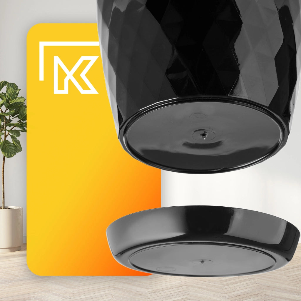 Vaso da fiori KADAX, fioriera, coperchio, 30 cm, supporto per fiori, plastica nera, 3 pezzi.
