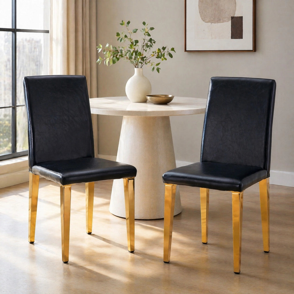 SEDIA Set da 2 pezzi 90 cm Nero/Oro in PU e metallo