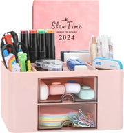 Organizzatore multifunzionale per scrivania con ante - 6 cassetti, organizzatore in plastica per ufficio e casa
