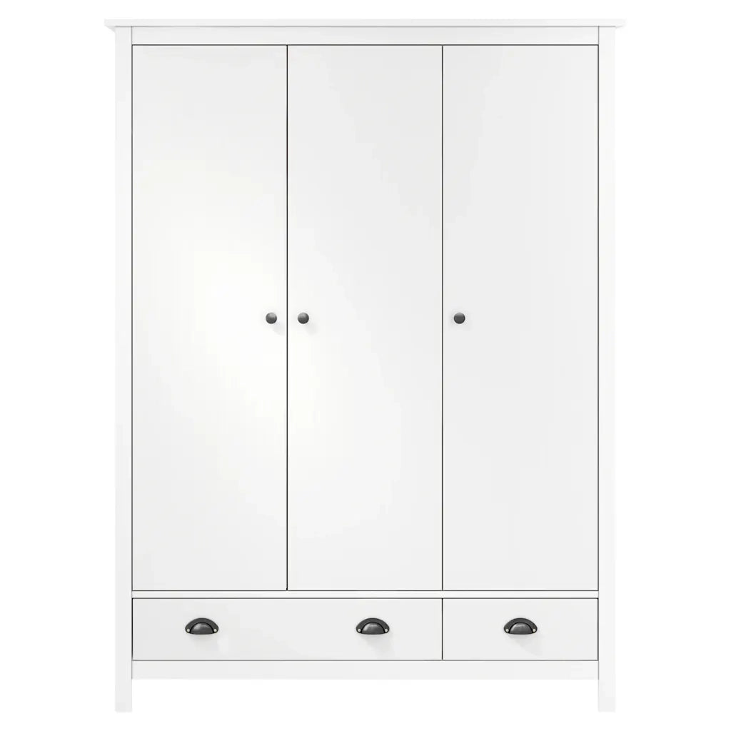 Armadio a 3 Ante Hill Bianco 127x50x170 cm in Legno di Pino