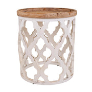 Tavolino in legno intagliato bianco 50x50x56h