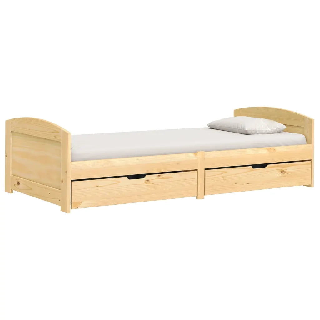 Letto singolo | Letto per adulti | Dormeuse 2 Cassetti 90x200 cm Legno Massello Pino IRUN