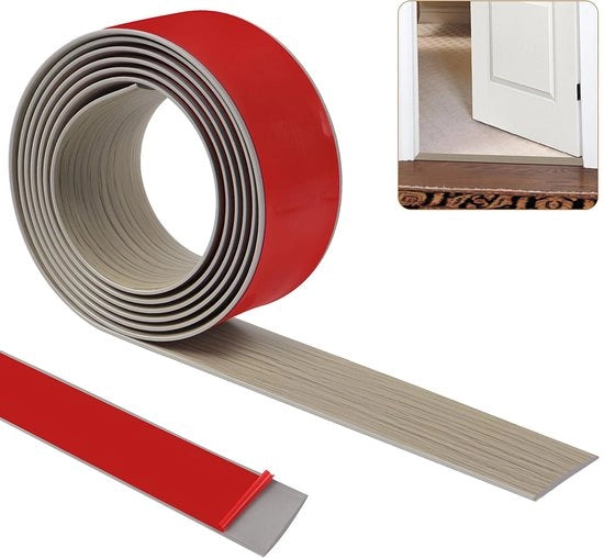 Striscia di transizione autoadesiva 200 cm x 5 cm, pavimento in vinile, striscia di porta, striscia autoadesiva, striscia di doppia soglia, bordo di pavimento in laminaato piano (grigio)