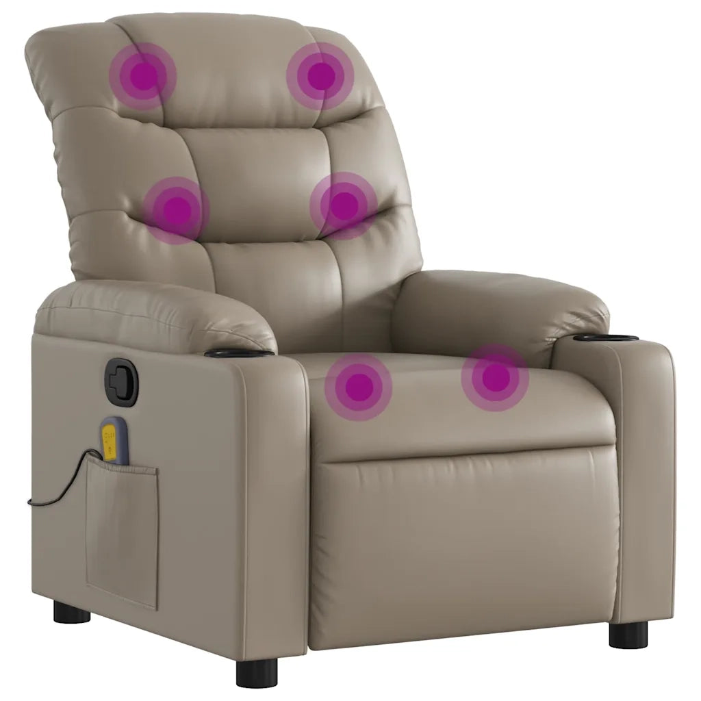 Poltrona Massaggiante | Sedia Relax Reclinabile cappuccino in Similpelle