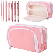 Etui Grande Estetico con 7 Pacchi di Pennarelli a Gomma, Organizzatore di Materiale di Scrittura Estetico Multifunzionale (Rosso)