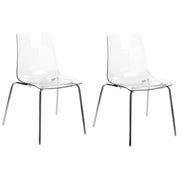 Set di 2 sedie trasparenti materiale sintetico gambe in metallo schienale moderno sala da pranzo
