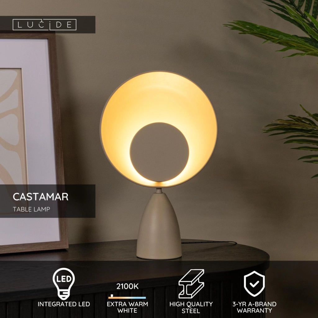 Lampada da tavolo LED 3W CASTAMAR grigio-nera Lucide