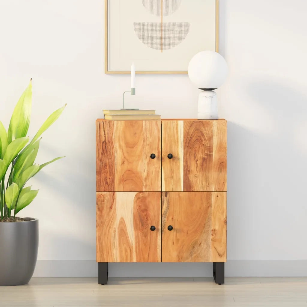 Credenza con 4 Ante-Buffet-Armadio da cucina 60x33x75 cm in Legno Massello di Acacia