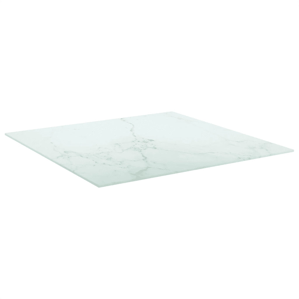 Piano Tavolo Bianco 70x70 cm 6 mm Vetro Temperato Design Marmo 322256