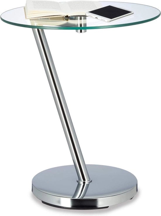 Tavolo da appendioggetti in vetro rotondo da caffè su un piede argentato - tavolo da salotto piccolo - H x Ø ca. 52 x 45 cm Tavolo da appendioggetti
