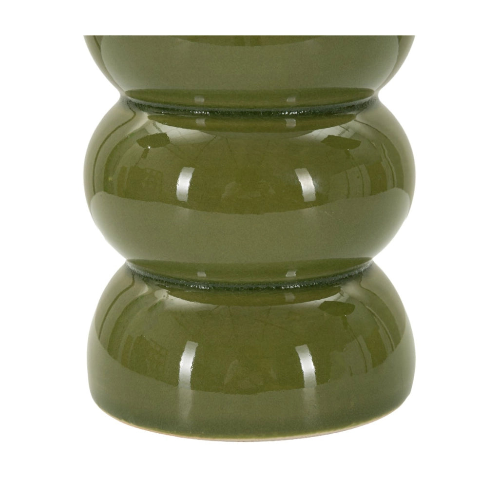 Lampada da tavolo TORR in ceramica verde oliva e tessuto