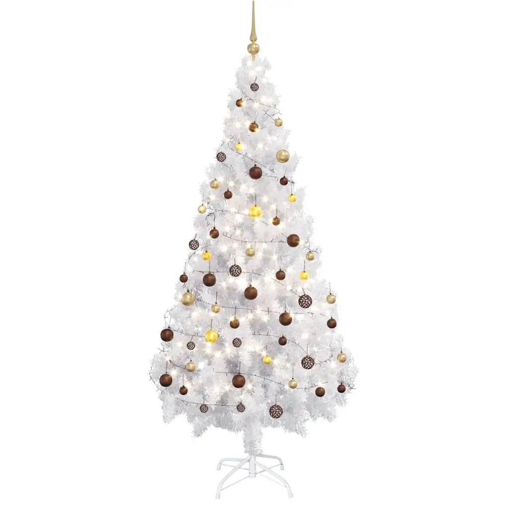 Albero di Natale Preilluminato con Palline Bianco 180 cm PVC 3077541