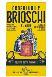 BRIOSCHI OROSOLUBILI DIGESTIVO RINFRESCANTE SENZA ACQUA GRANULATO SI SCIOGLIE IN BOCCA GUSTO LIMONE 15 BUSTINE