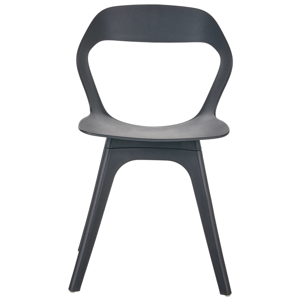 Set di 4 sedie da giardino in polipropilene nero, leggere, resistenti alle intemperie, in plastica, per interni ed esterni, moderne