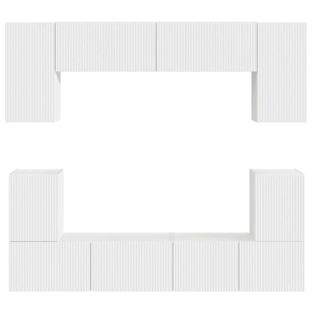 Set mobile TV Montaggio a parete 5 pcs Bianco Legno multistrato 3409051