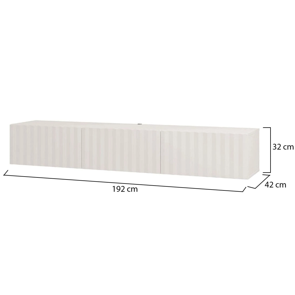 Fossa, Mobile Porta tv un Ripiano, 192x42x32h cm Bianco Crema