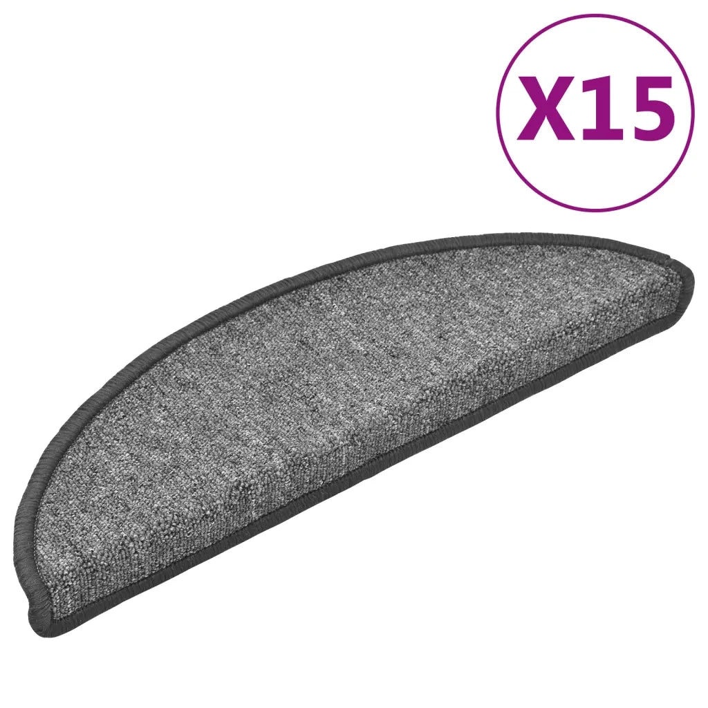 Tappetini per scale 15 pz 56x17x3 cm Grigio scuro Semicircolari 133877