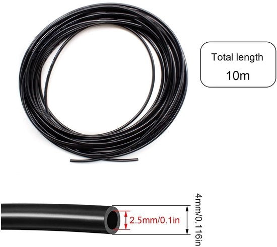 Slang Pneumatico 10 m - Slang in Poliuretano - Diametro Esterno 4 mm - Diametro Interno 2,5 mm - Resistenente al Fusto e alla Flessione - Leggero 122,7 g - Slang di Raccordo Aria