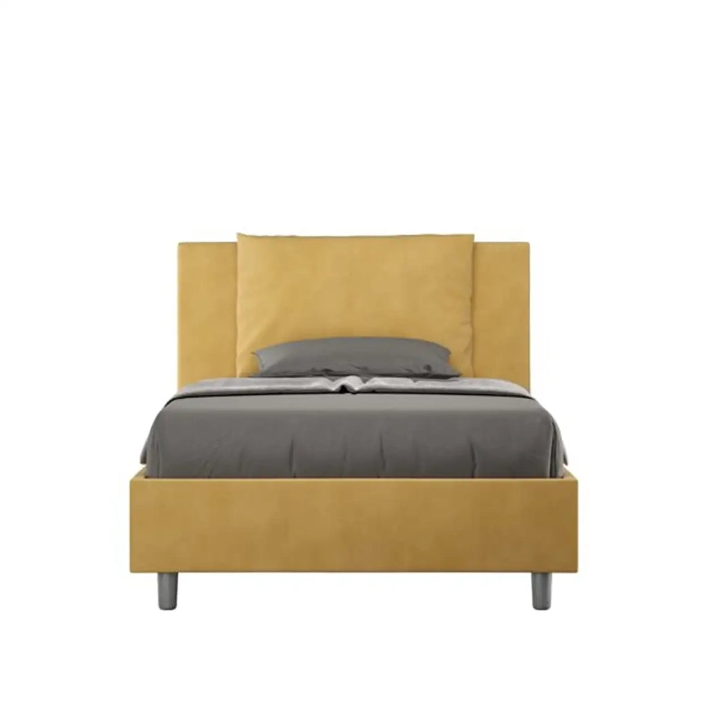Letto una piazza e mezza con rete imbottito 120x200 microfibra ocra Antea