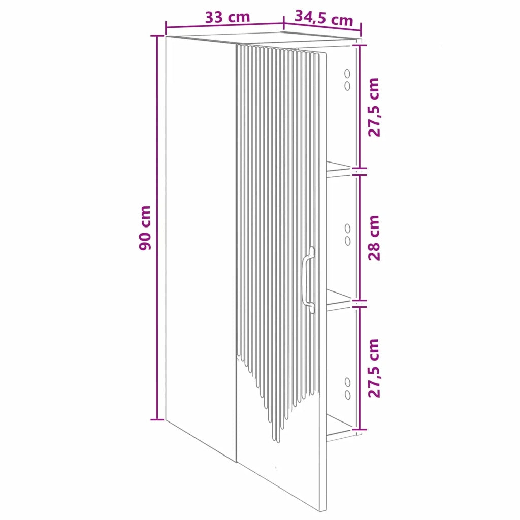 Mobiletto a muro Nero 33 x 34,5 x 90 cm Legno ingegnerizzato 898926