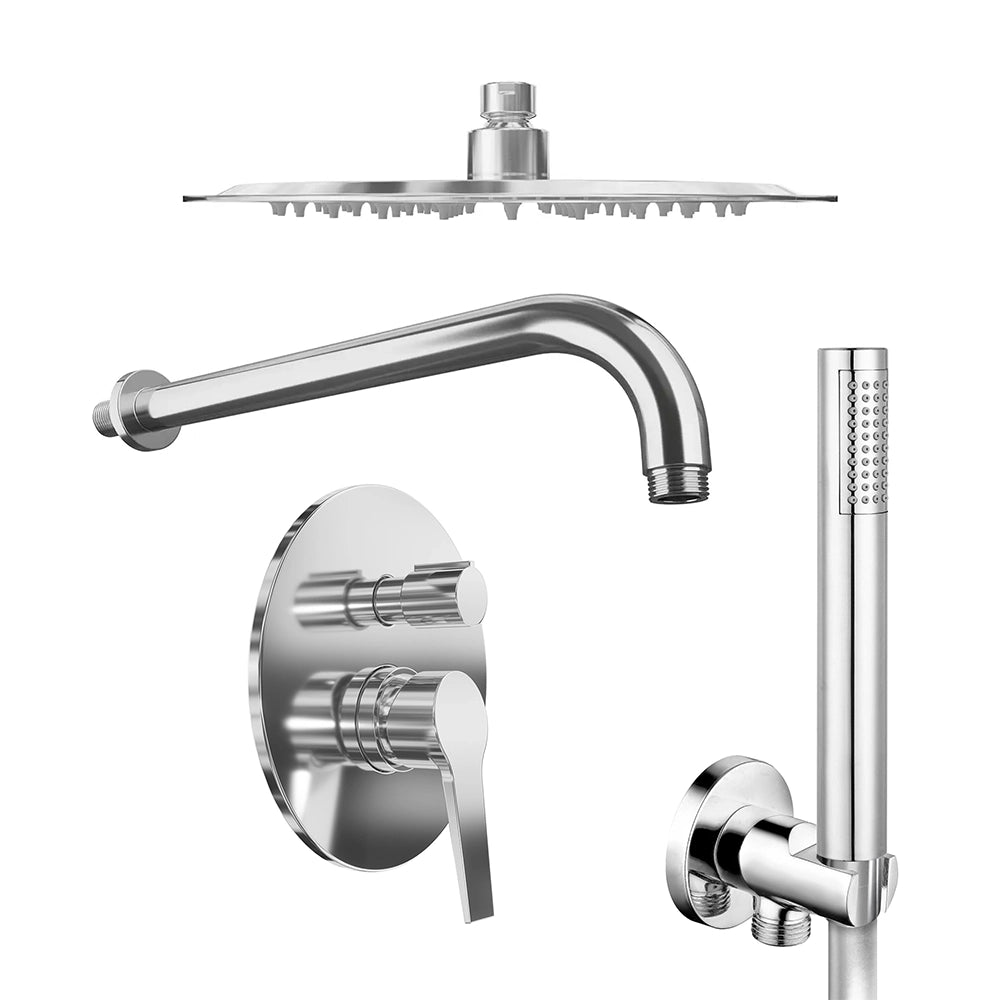 Set doccia cromato - Miscelatore incasso 2 vie Sophia, braccio 30cm, soffione slim 20cm e doccino