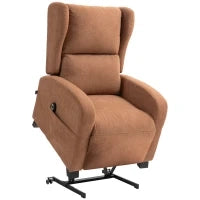 Poltrona Relax Alzapersona in Velluto con Schienale Reclinabile a 160° con Telecomando, Marrone Scuro