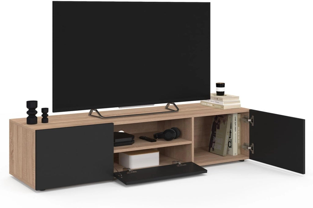 Porta TV ELI 140 cm in faggio con ante nere