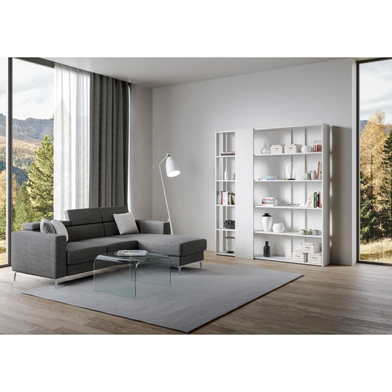Composizione Libreria D Kato 6R 2 fianchi 4 fasce lunghe - Bianco Frassino