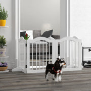 Barriera estensibile a forbice pieghevole a 4 pannelli per scale e porte in legno massiccio e MDF bianco