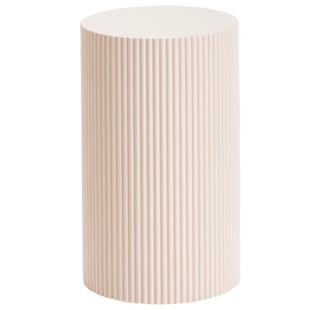 Tavolino con piano in MDF Design moderno e scanalato ø 30 cm bianco sporco