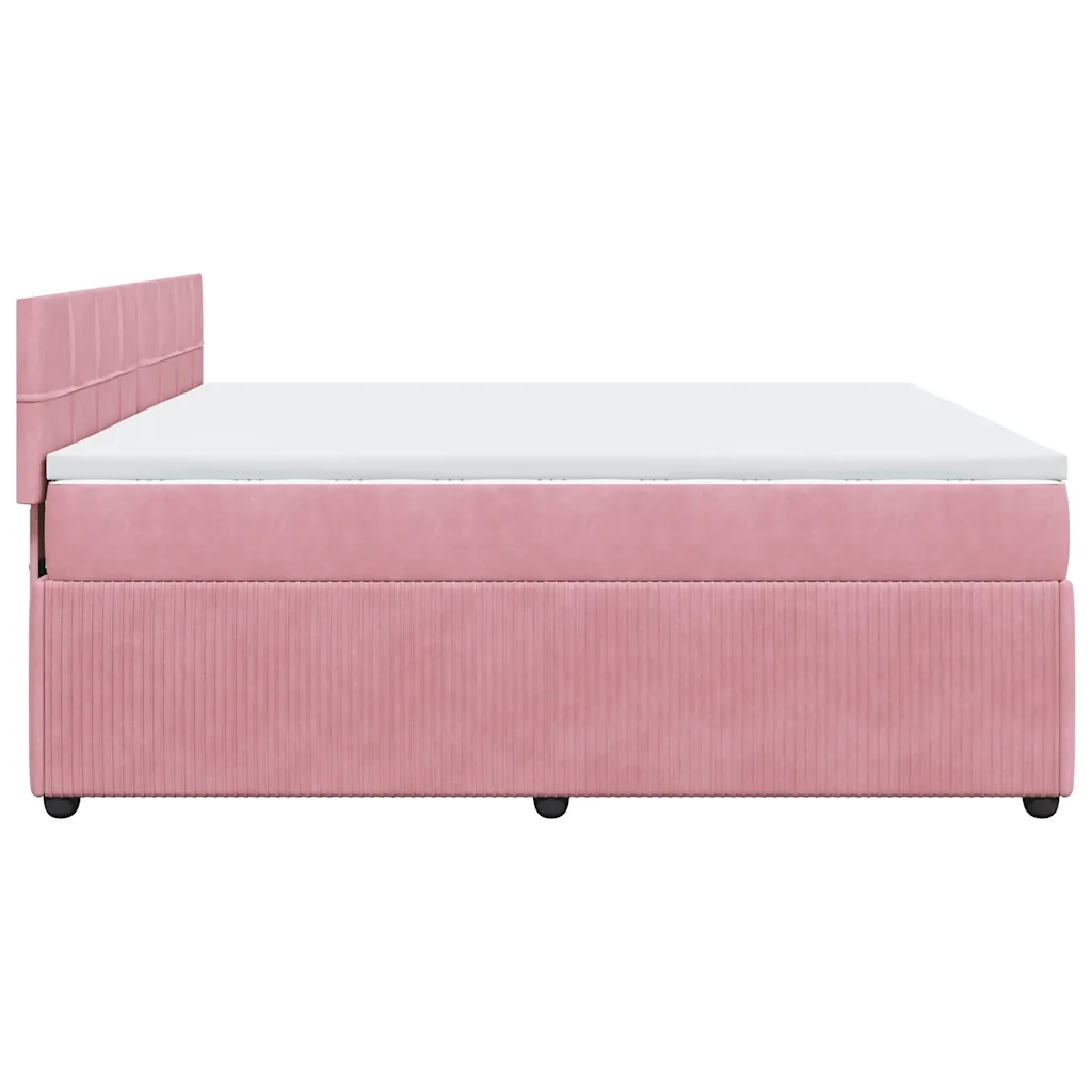 Giroletto a Molle con Materasso Rosa 180x200 cm in Velluto